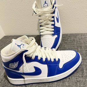 The Women’s Air Jordan 1 Mid “Kentucky Blue” size 8.5 like-new with original box